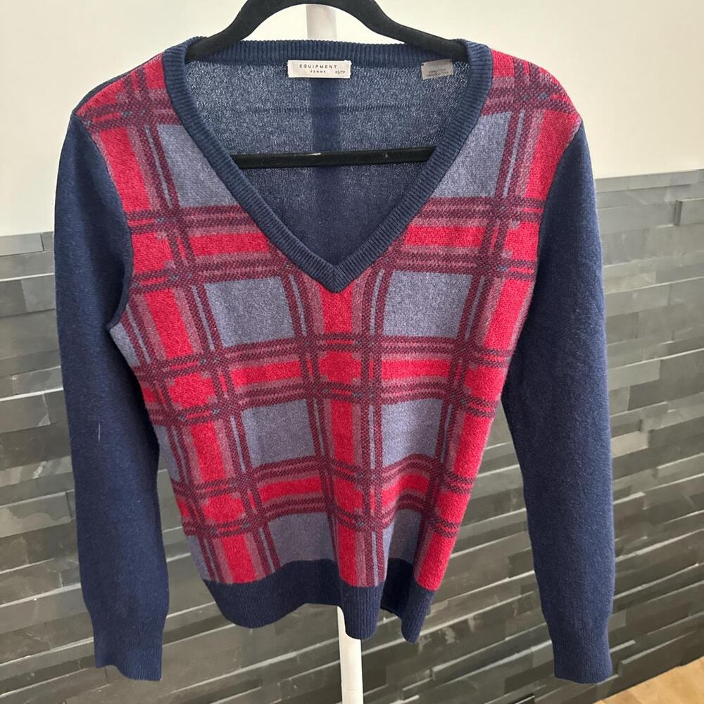Equipment navy and red plaid